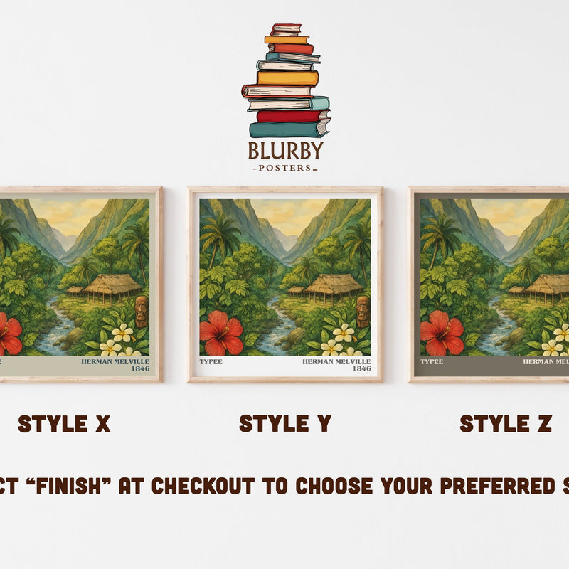Typee literary print in frame leaning in hallway – adventure wall art