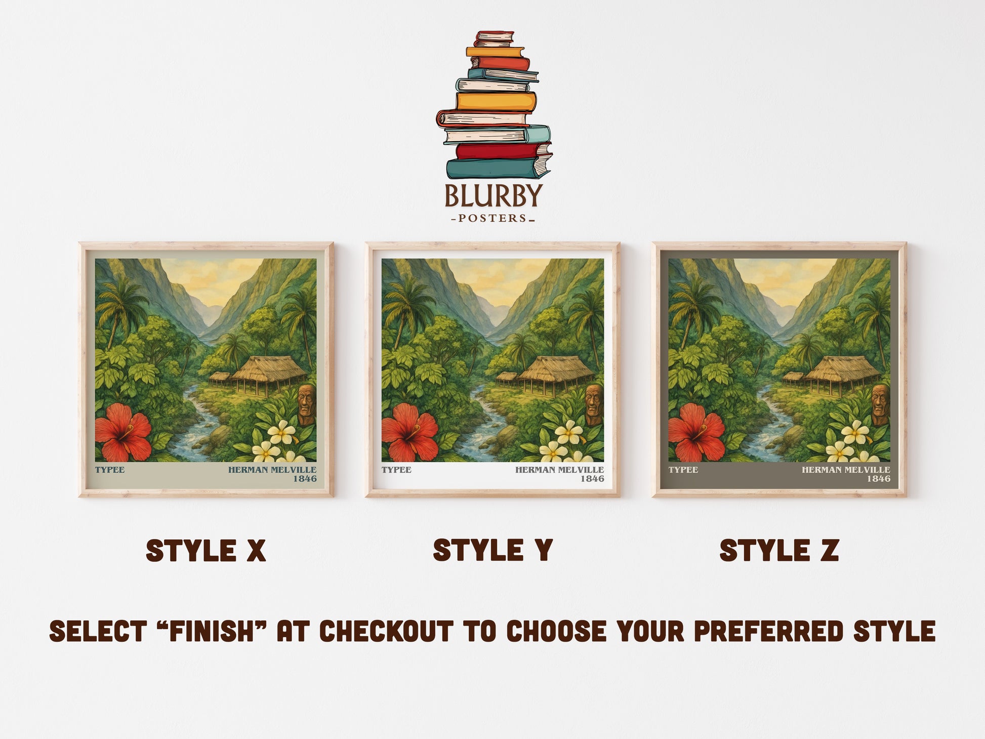 Typee literary print in frame leaning in hallway – adventure wall art