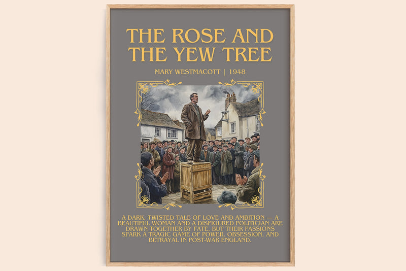 The Rose And The Yew Tree minimalist book poster by Mary Westmacott – framed literary art print