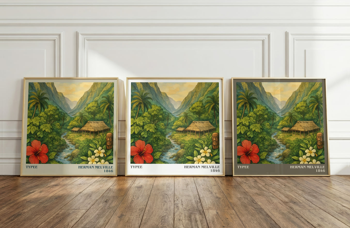 Typee literary art print colour and style options – Herman Melville book art