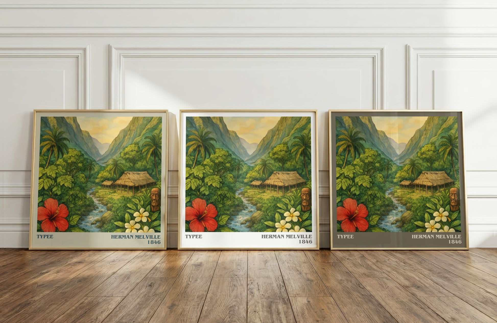Typee literary art print colour and style options – Herman Melville book art