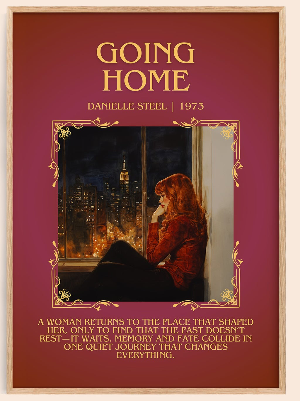 Going Home minimalist book poster by Danielle Steel – framed literary art print