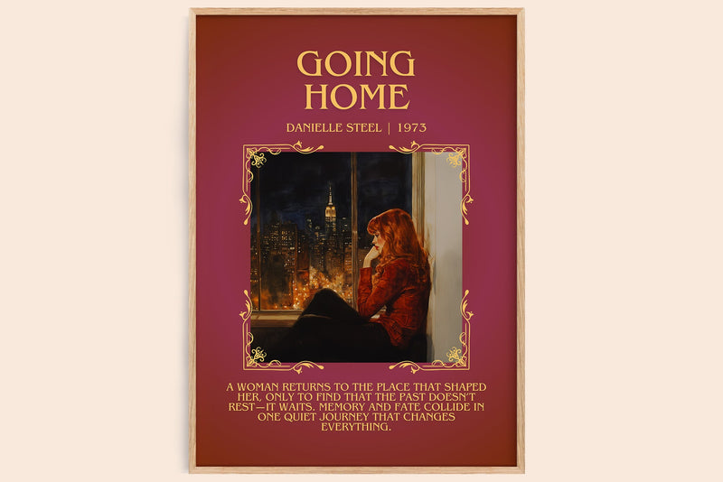 Going Home minimalist book poster by Danielle Steel – framed literary art print