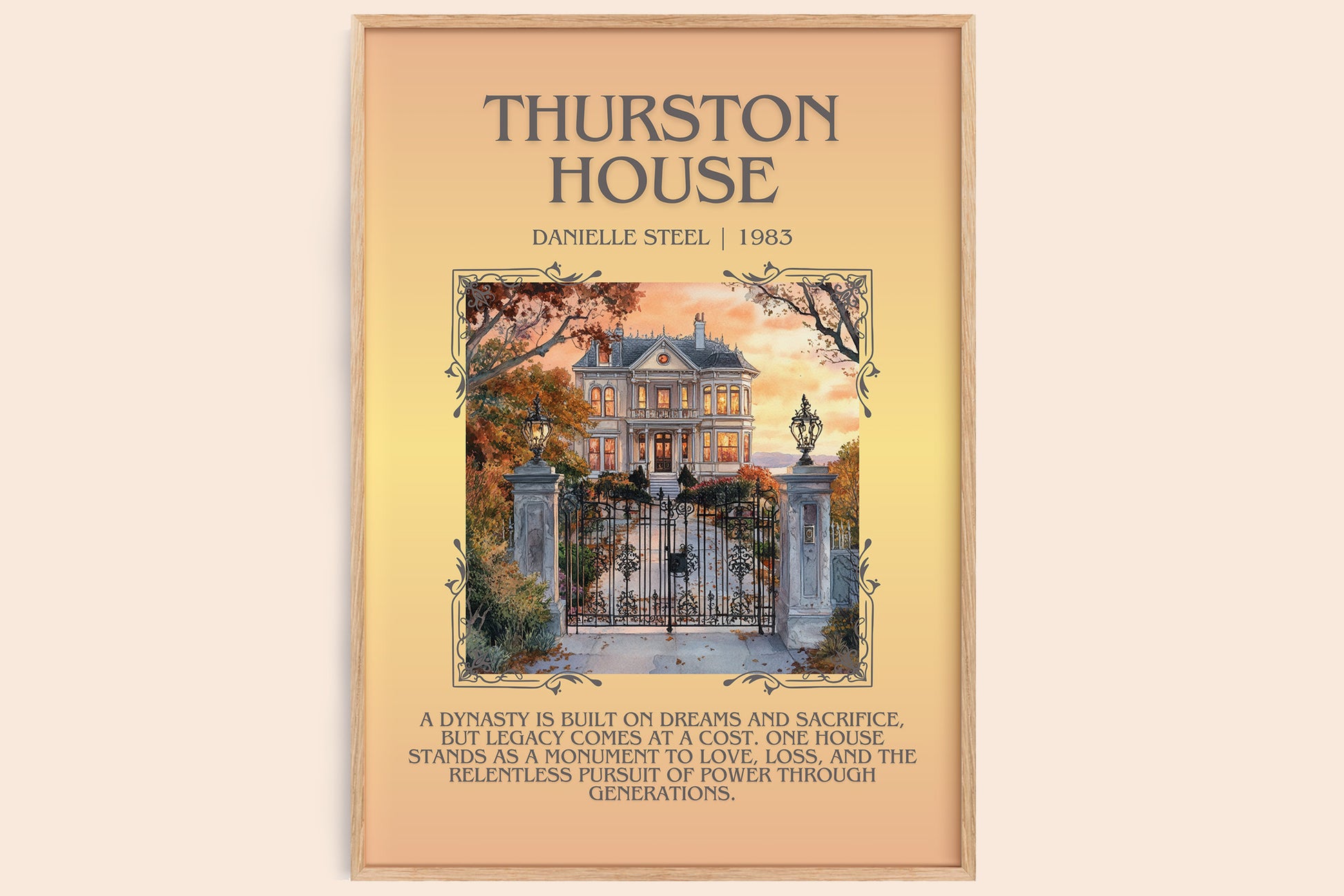 Thurston House minimalist book poster by Danielle Steel – framed literary art print