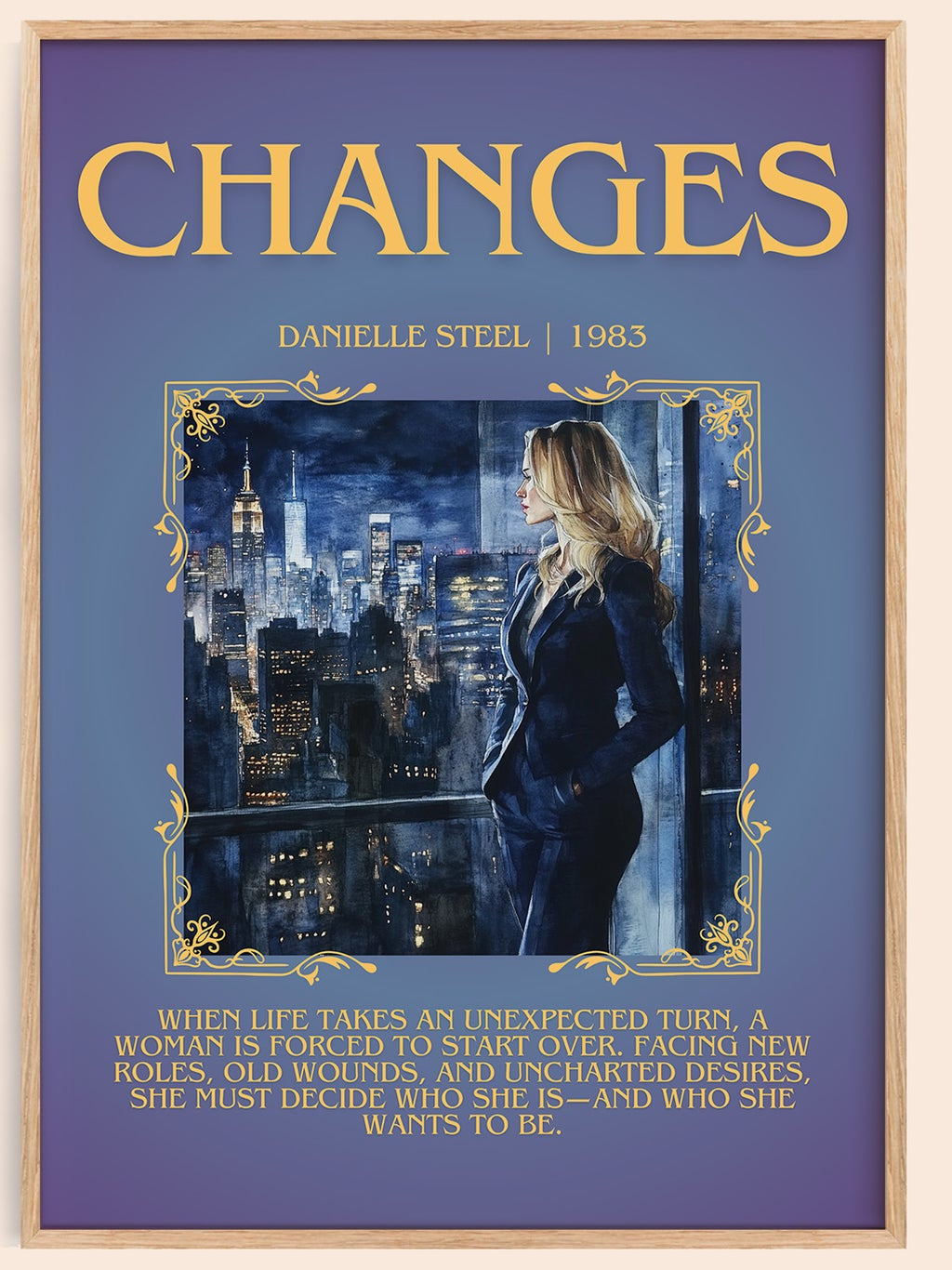 Changes minimalist book poster by Danielle Steel – framed literary art print