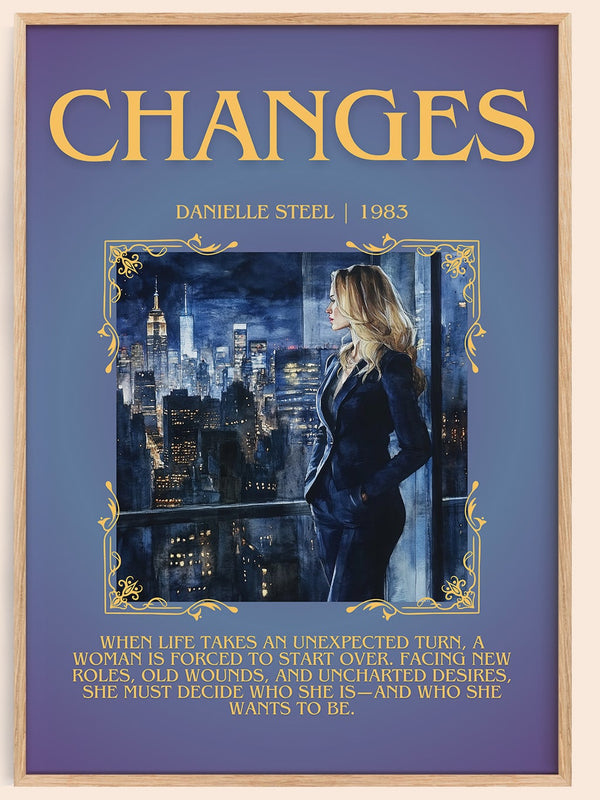 Changes minimalist book poster by Danielle Steel – framed literary art print