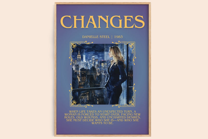 Changes minimalist book poster by Danielle Steel – framed literary art print