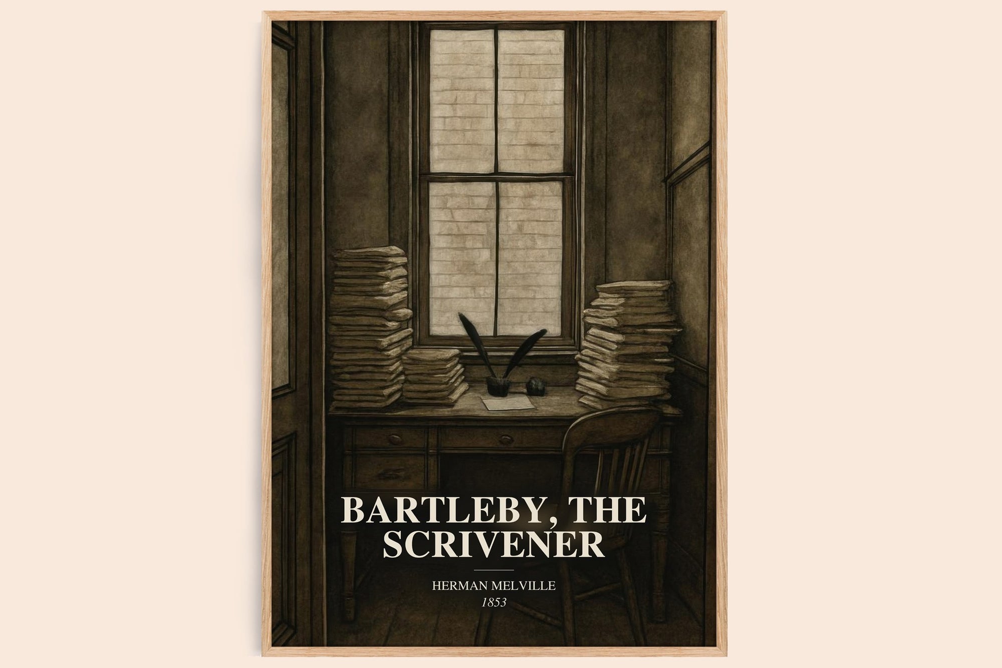 Bartleby, The Scrivener watercolour book poster by Herman Melville – framed literary art print