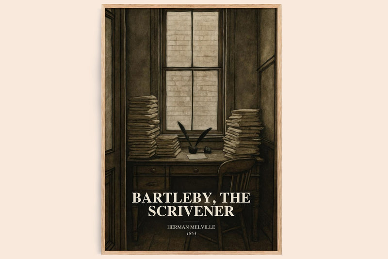 Bartleby, The Scrivener watercolour book poster by Herman Melville – framed literary art print