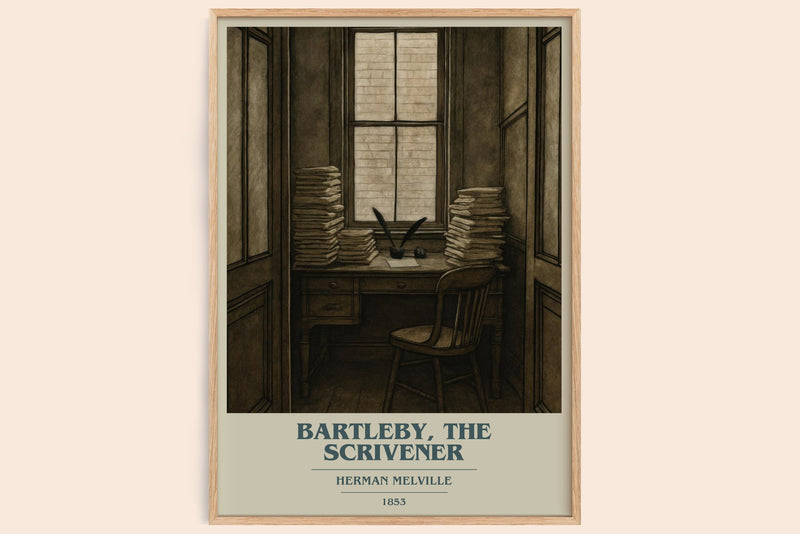 Bartleby, The Scrivener book cover book poster by Herman Melville – framed literary art print