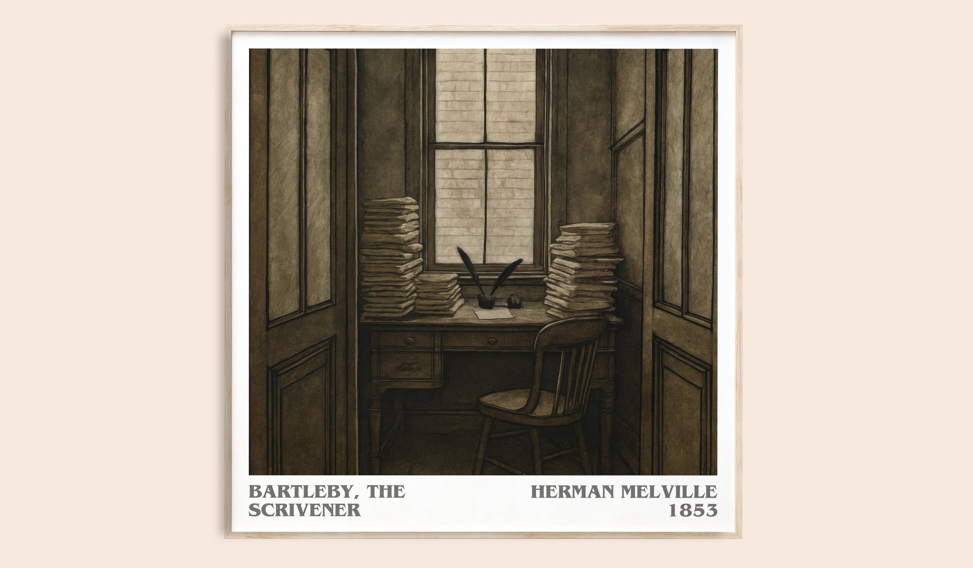 Bartleby, The Scrivener literary book poster by Herman Melville – framed literary art print