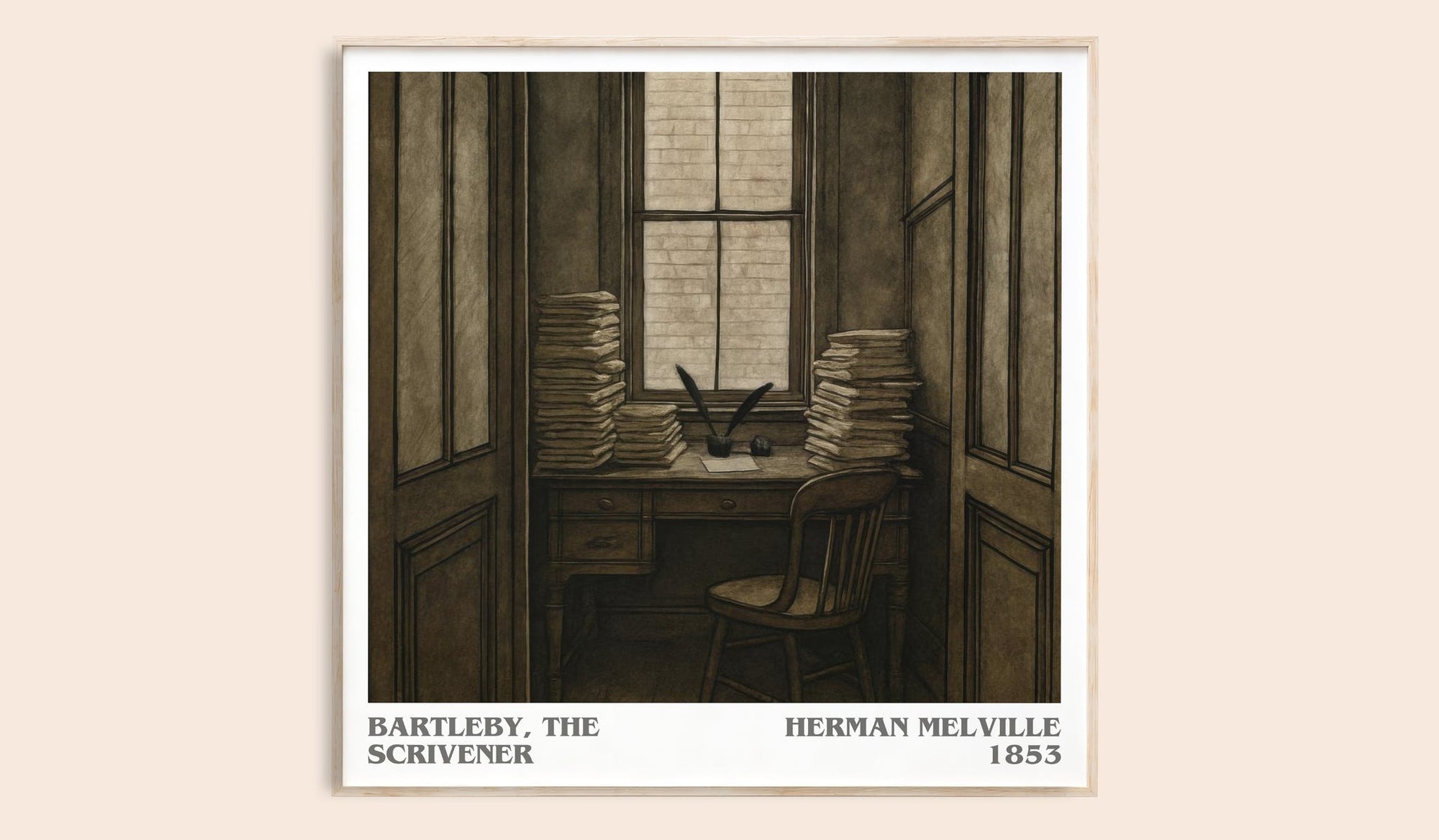 Bartleby, The Scrivener literary book poster by Herman Melville – framed literary art print