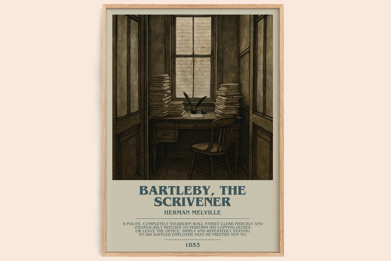 Bartleby, The Scrivener bookish book poster by Herman Melville – framed literary art print