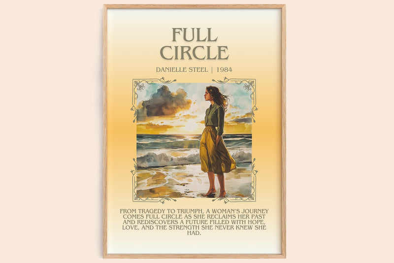 Full Circle minimalist book poster by Danielle Steel – framed literary art print