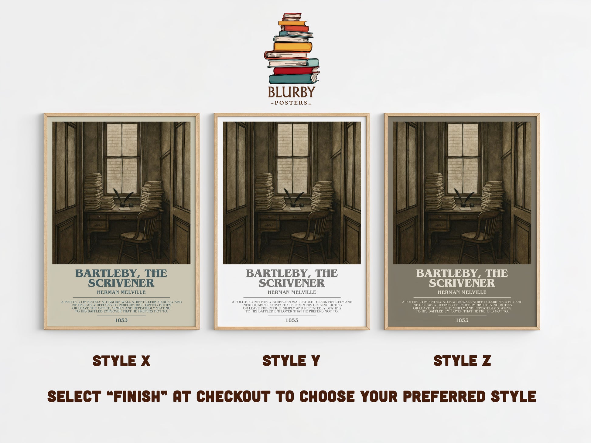 Bartleby, The Scrivener bookish print in frame leaning in hallway – literary wall art