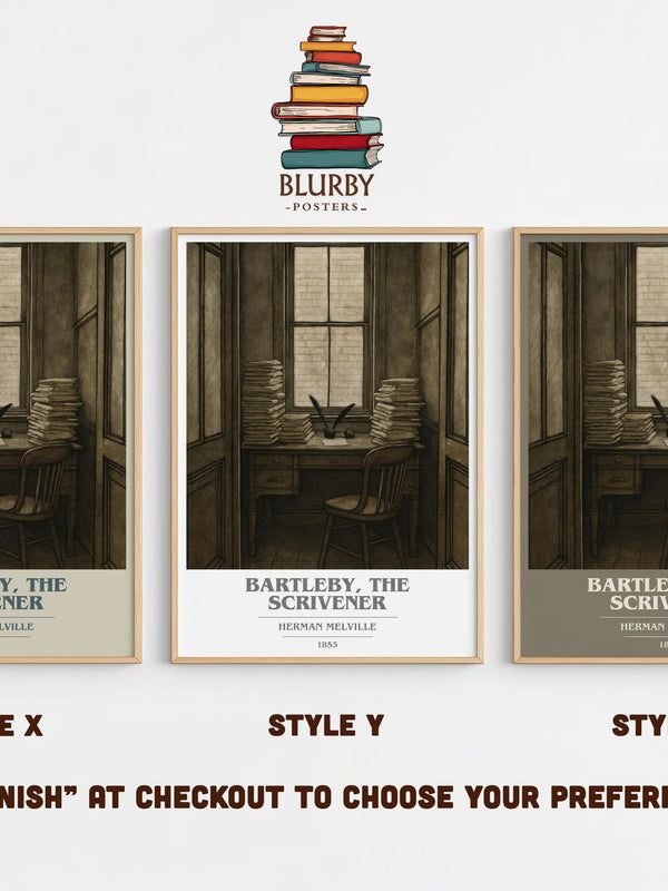 Bartleby, The Scrivener book cover print in frame leaning in hallway – literary wall art