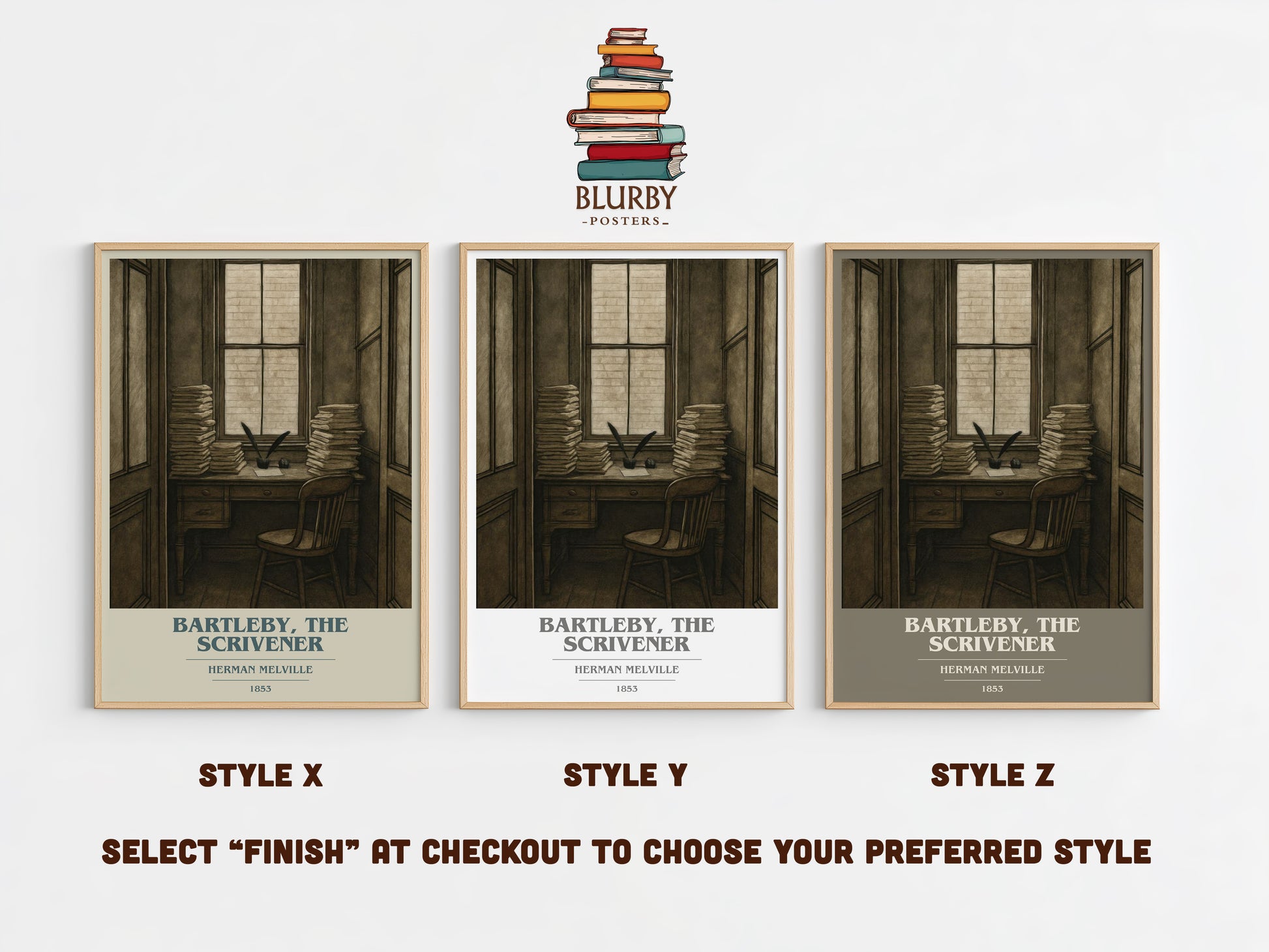 Bartleby, The Scrivener book cover print in frame leaning in hallway – literary wall art
