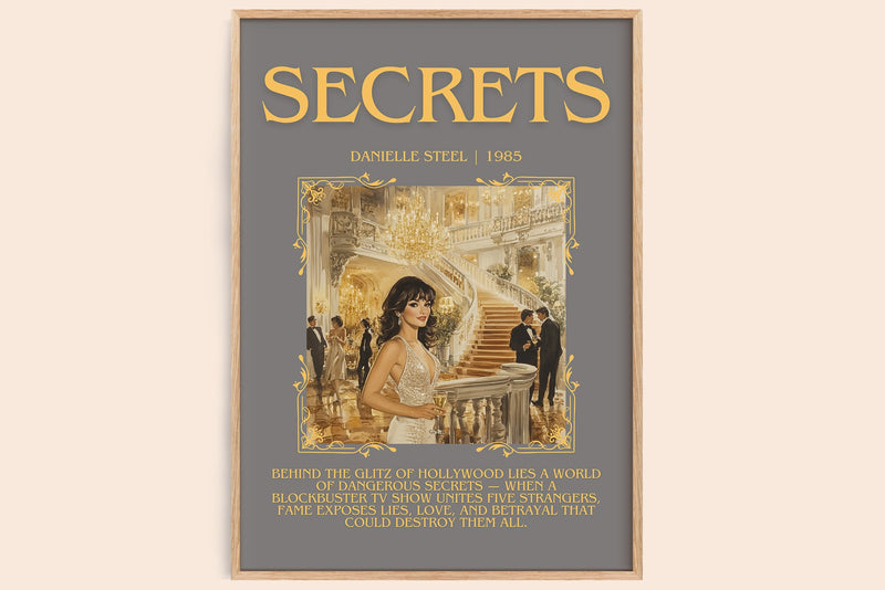 Secrets minimalist book poster by Danielle Steel – framed literary art print