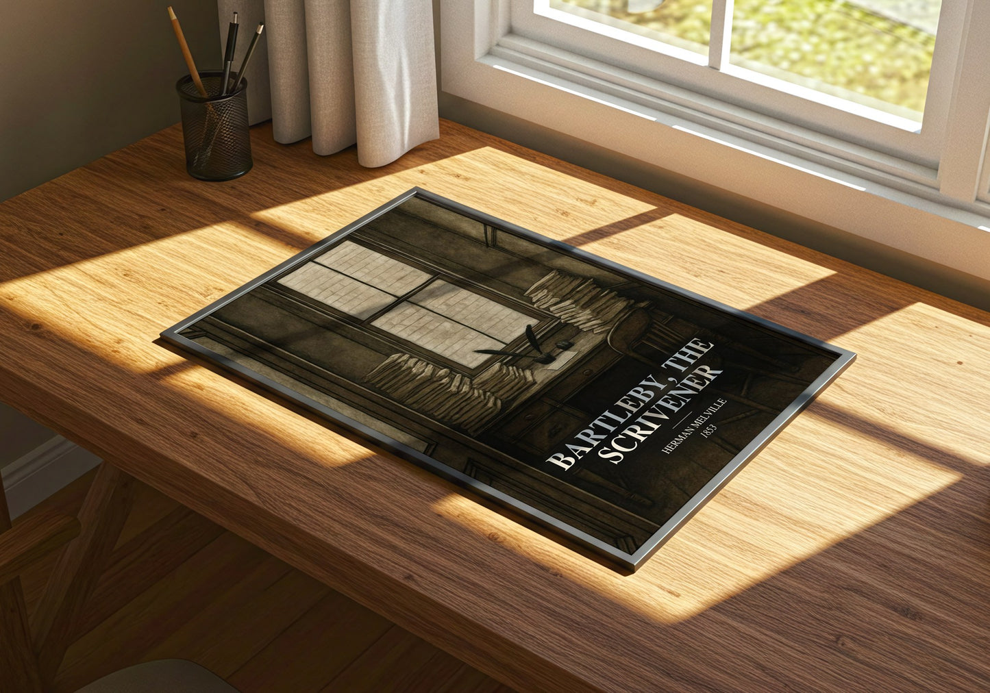 Bartleby, The Scrivener watercolour book poster framed on wall – literary wall art