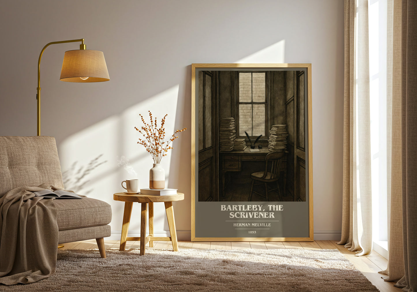 Bartleby, The Scrivener book cover print on bookshelf – Herman Melville fan gift