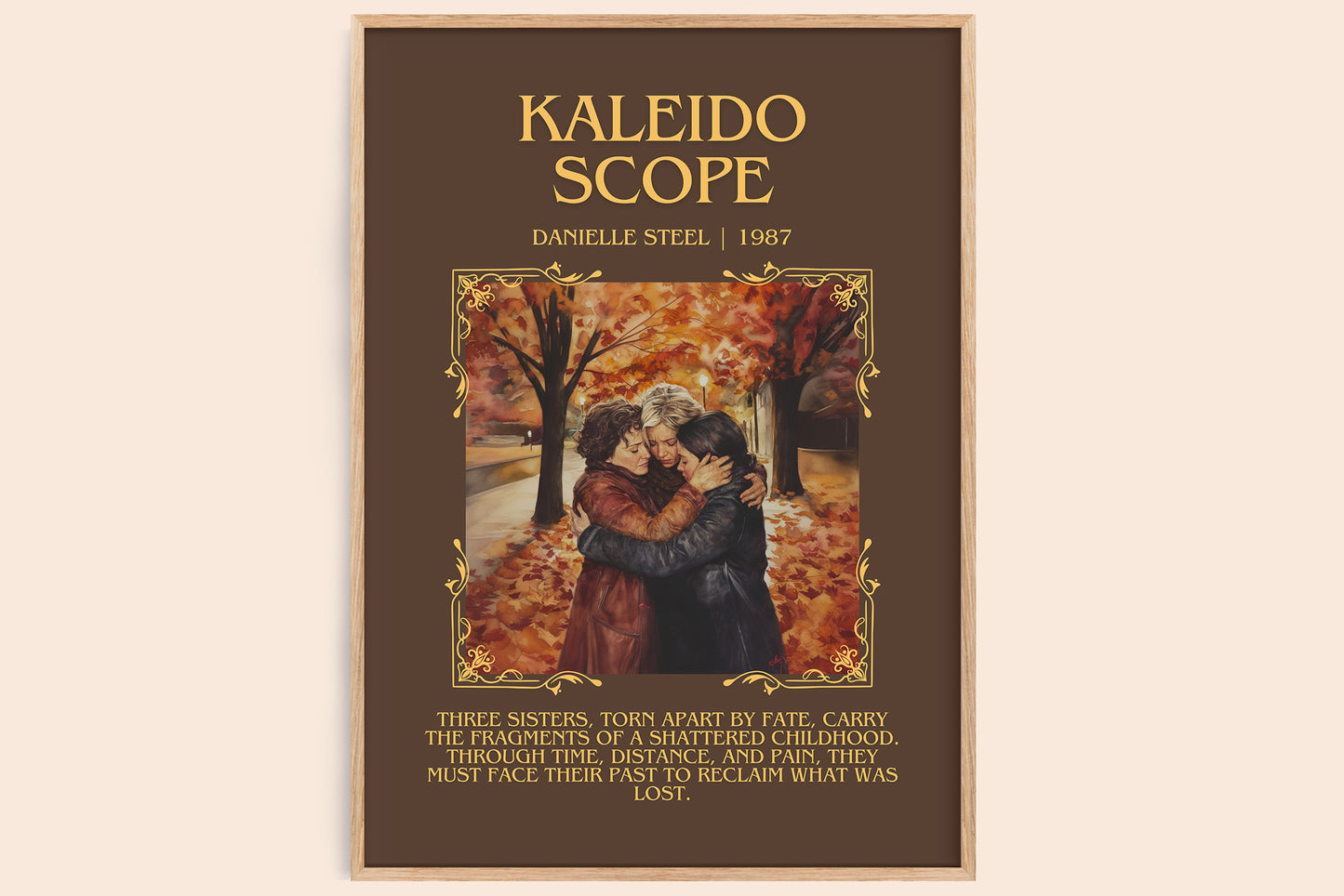 Kaleidoscope minimalist book poster by Danielle Steel – framed literary art print