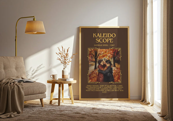 Kaleidoscope minimalist print in frame leaning in hallway – romance wall art