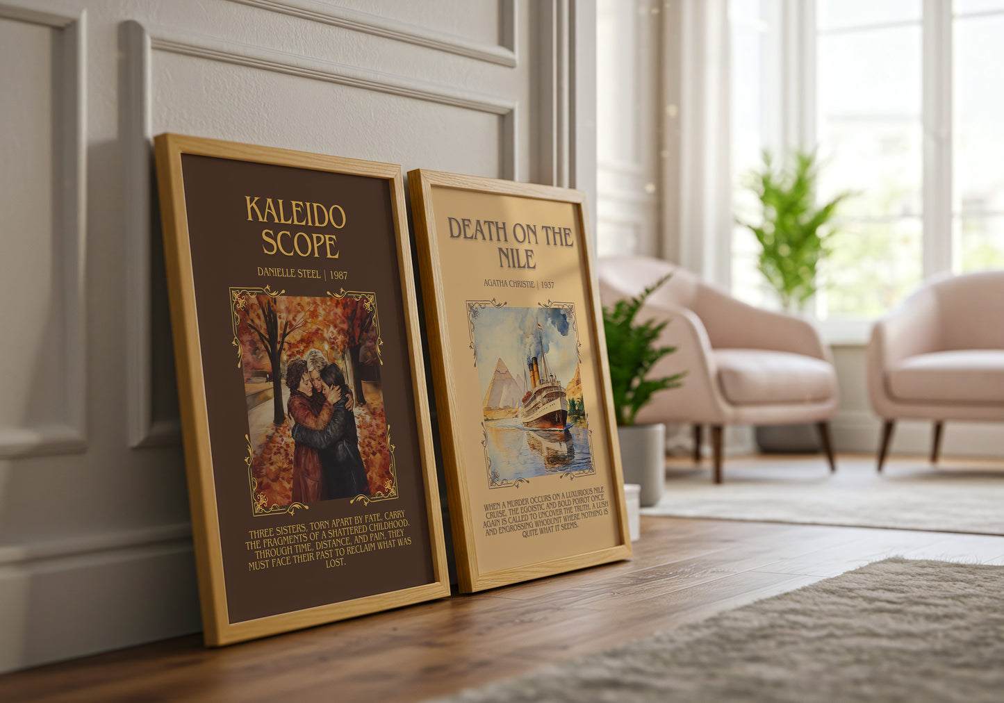 Kaleidoscope minimalist print framed by window – literary home decor