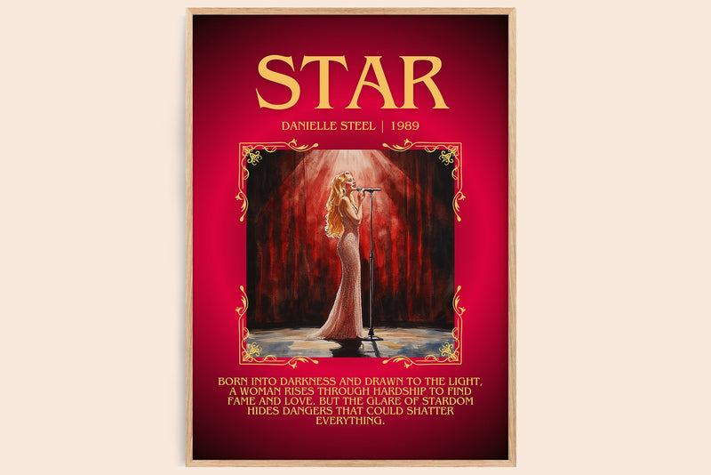 Star minimalist book poster by Danielle Steel – framed literary art print