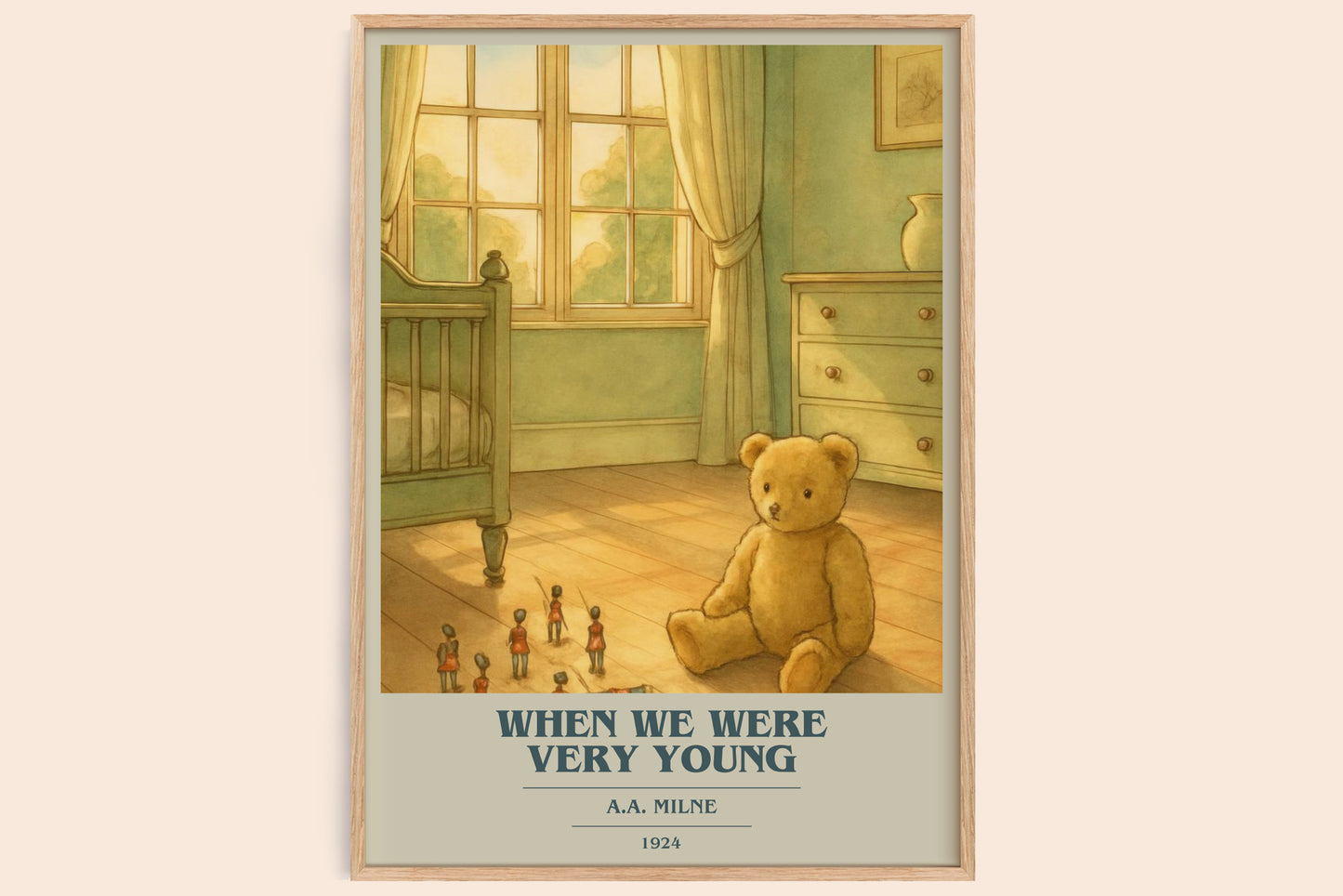 When We Were Very Young book cover book poster by A.A. Milne – framed literary art print