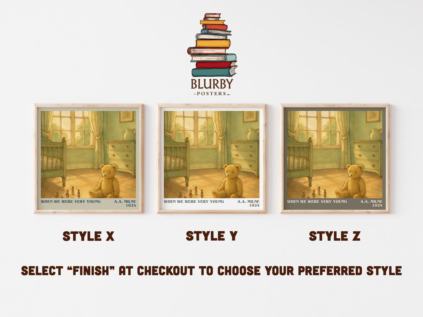 When We Were Very Young literary print in frame leaning in hallway – poetry wall art