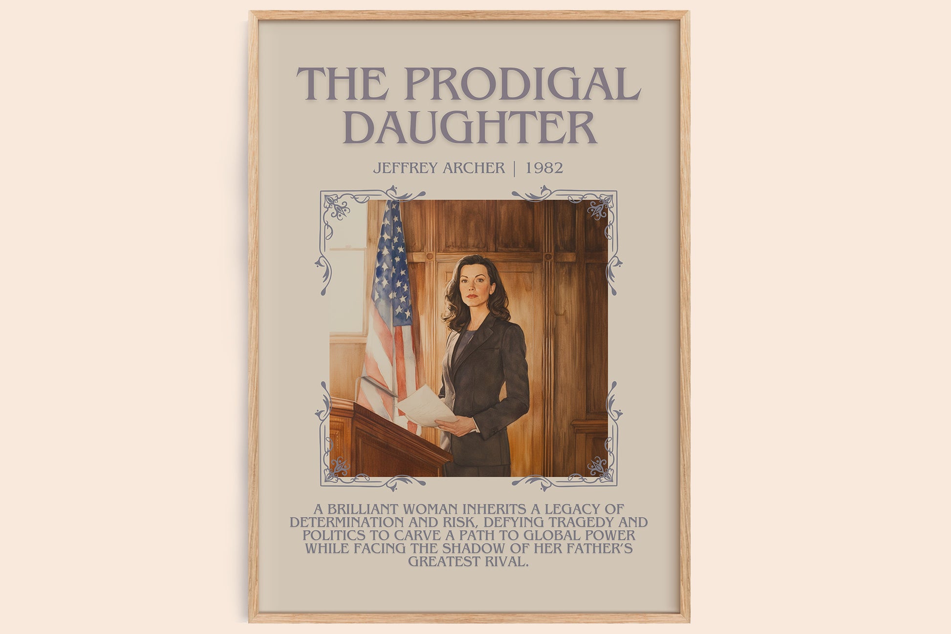 The Prodigal Daughter minimalist book poster by Jeffrey Archer – framed literary art print