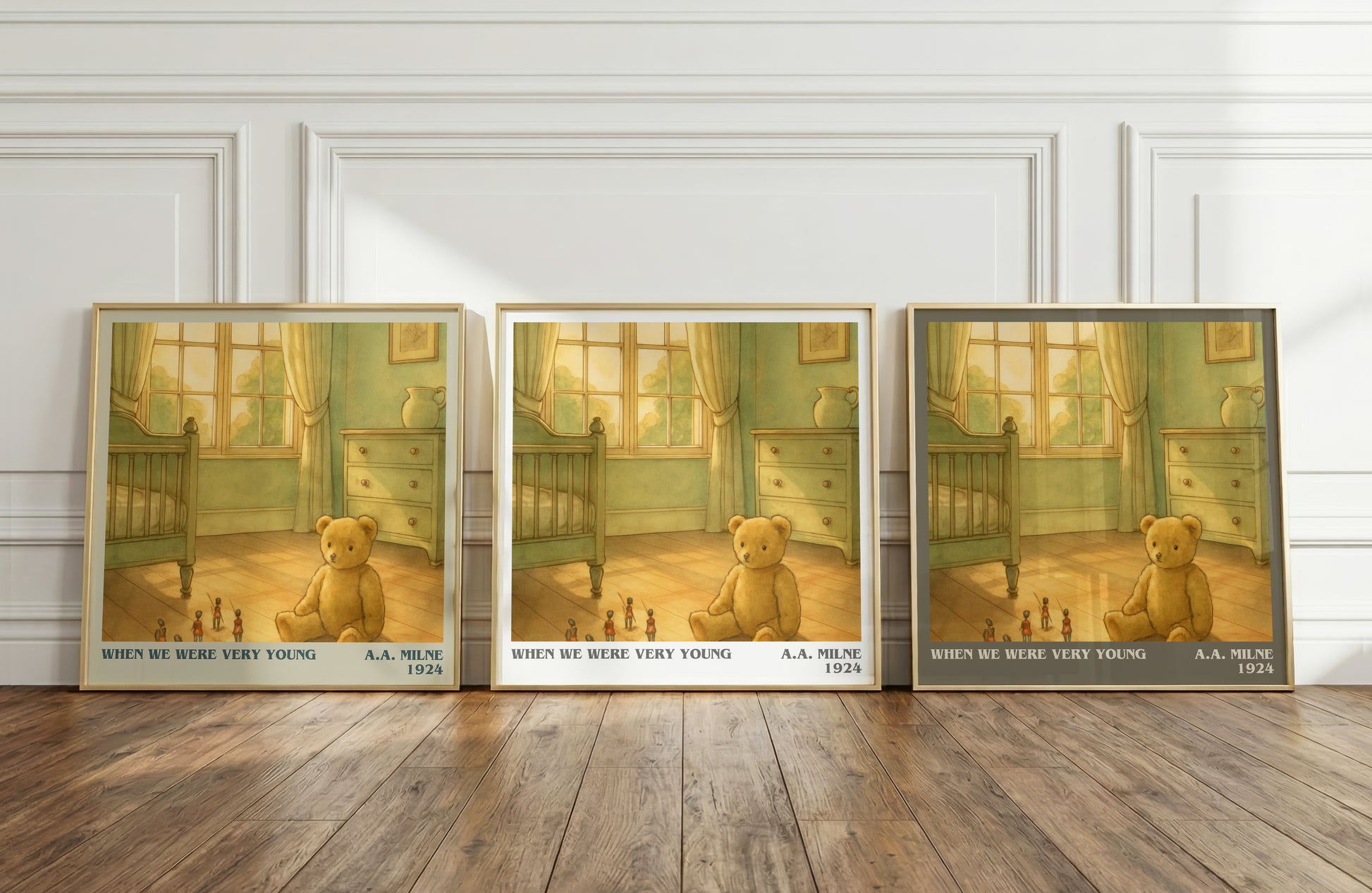 When We Were Very Young literary art print colour and style options – A.A. Milne book art