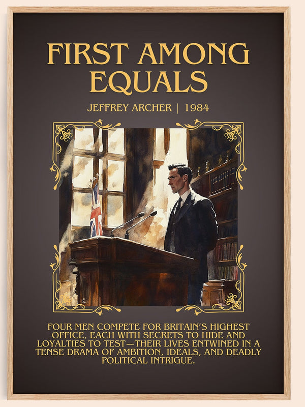First Among Equals minimalist book poster by JEFFREY ARCHER – framed literary art print