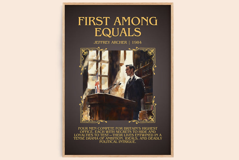 First Among Equals minimalist book poster by JEFFREY ARCHER – framed literary art print