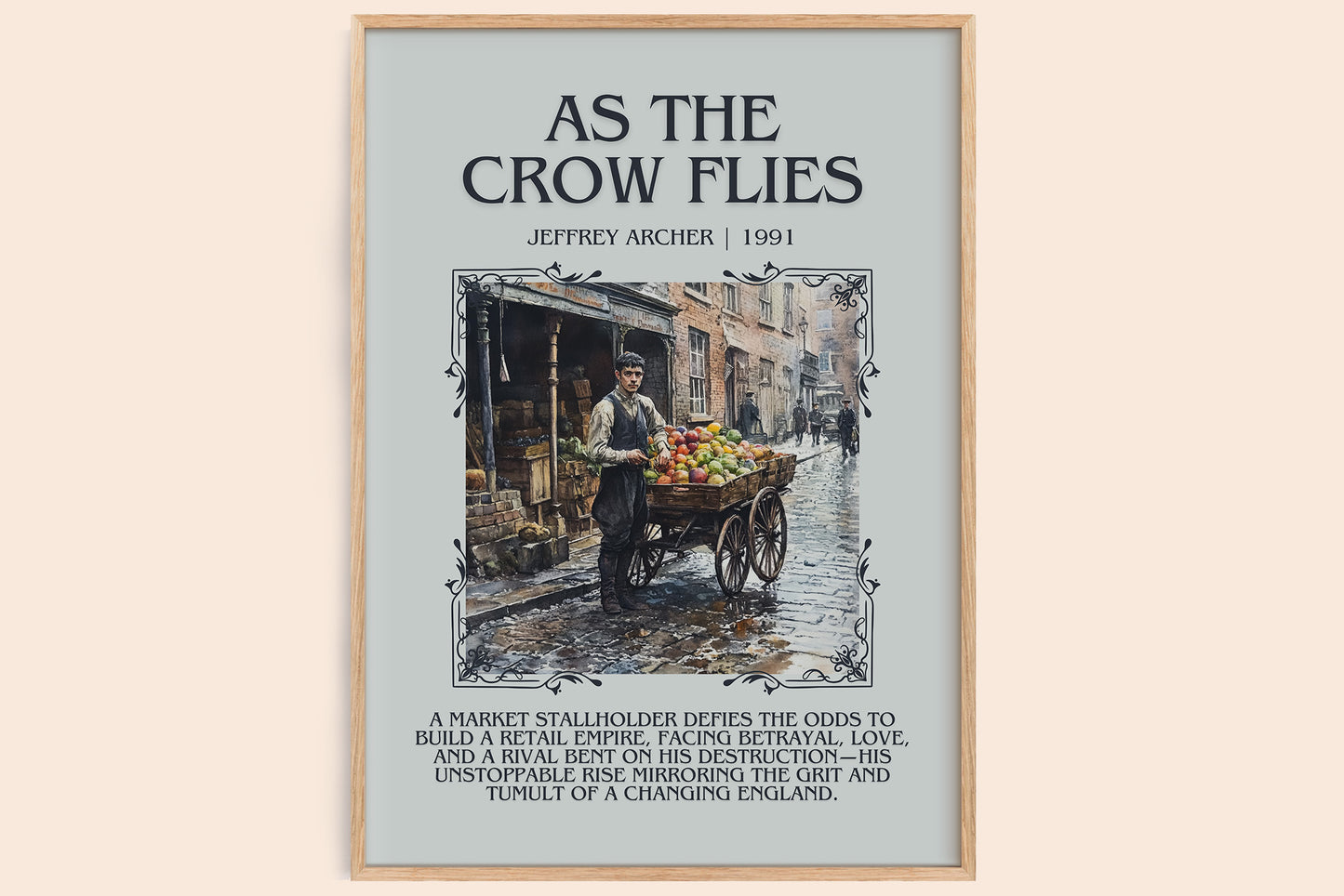 As the Crow Flies minimalist book poster by Jeffrey Archer – framed literary art print