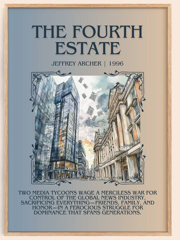 The Fourth Estate minimalist book poster by Jeffrey Archer – framed literary art print