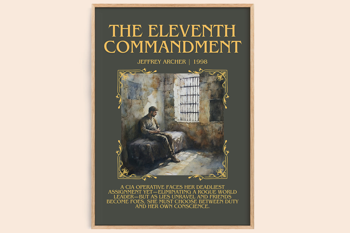 The Eleventh Commandment minimalist book poster by Jeffrey Archer – framed literary art print