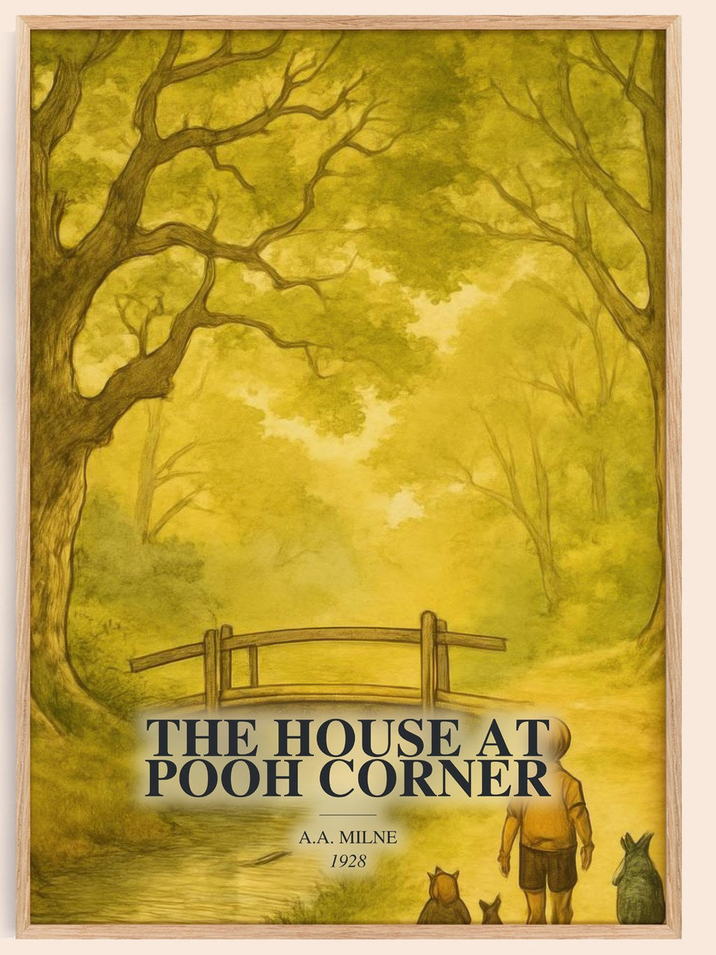 The House At Pooh Corner watercolour book poster by A.A. Milne – framed literary art print