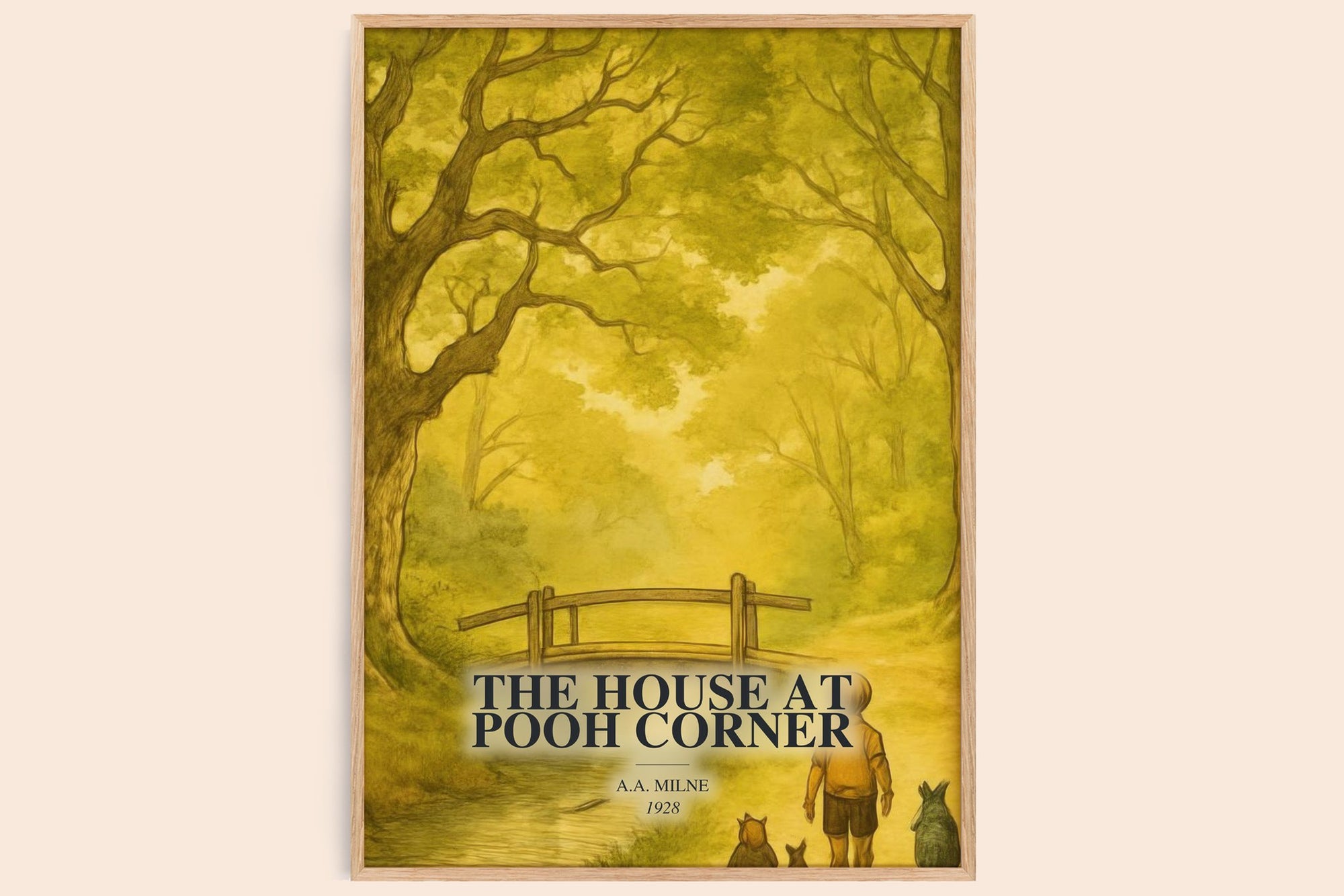 The House At Pooh Corner watercolour book poster by A.A. Milne – framed literary art print