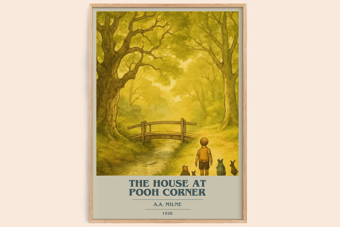 The House At Pooh Corner book cover book poster by A.A. Milne – framed literary art print