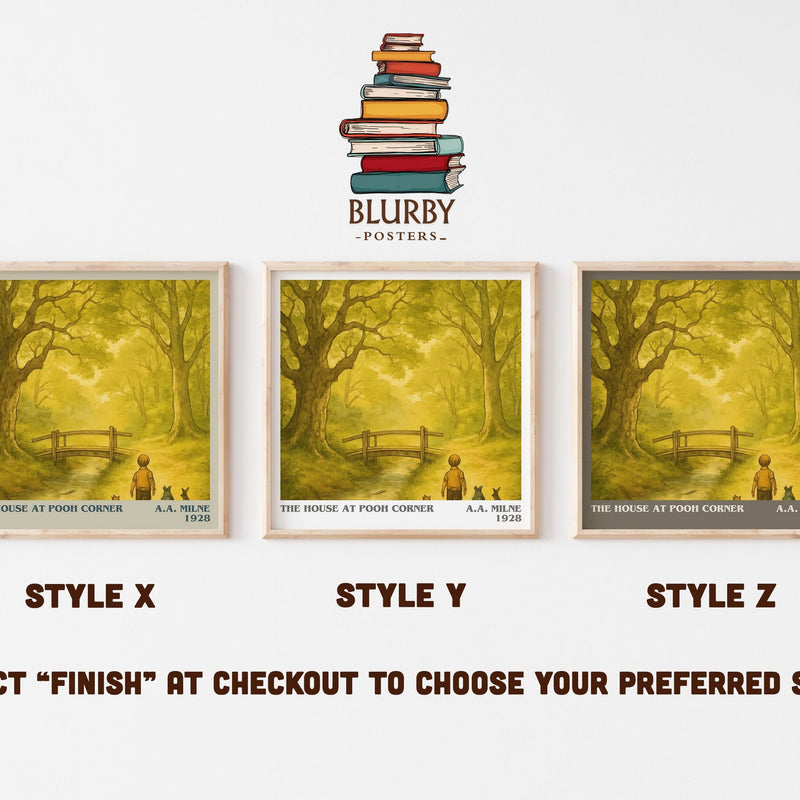 The House At Pooh Corner literary print in frame leaning in hallway – childrens wall art