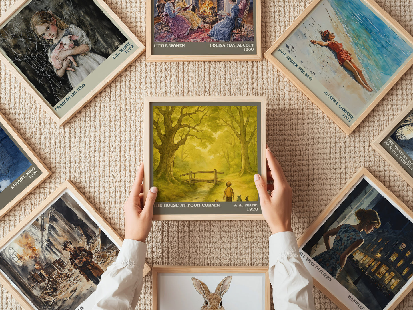 The House At Pooh Corner literary book poster framed on wall – childrens wall art