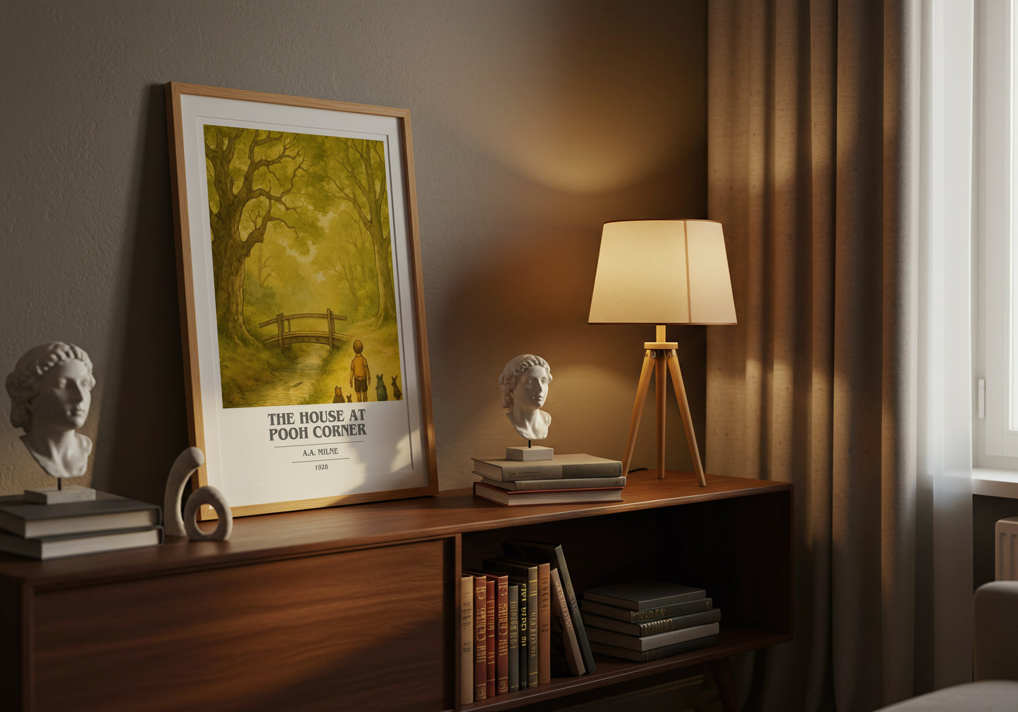 The House At Pooh Corner book cover book poster framed on wall – childrens wall art