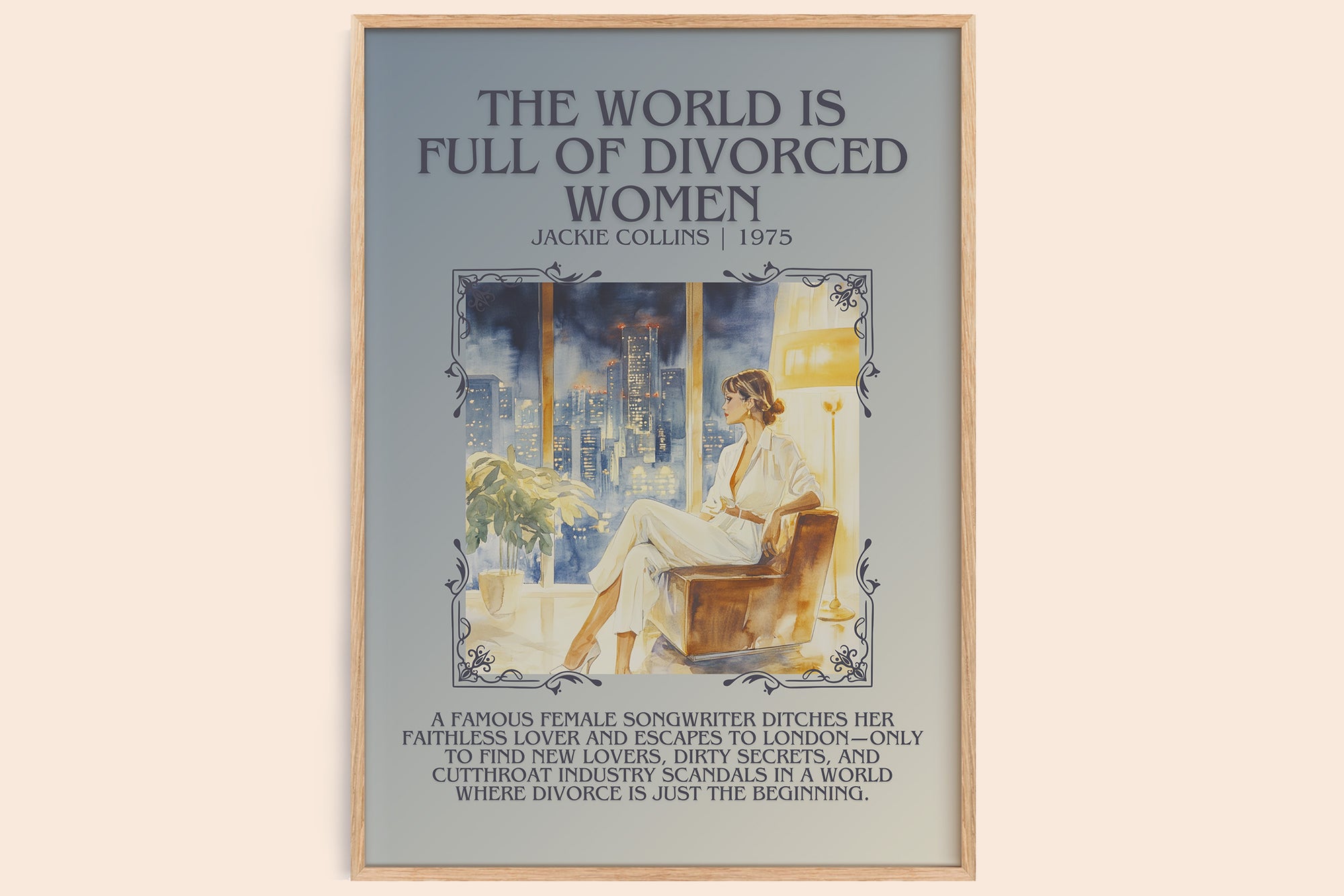 The World is Full of Divorced Women minimalist book poster by Jackie Collins – framed literary art print