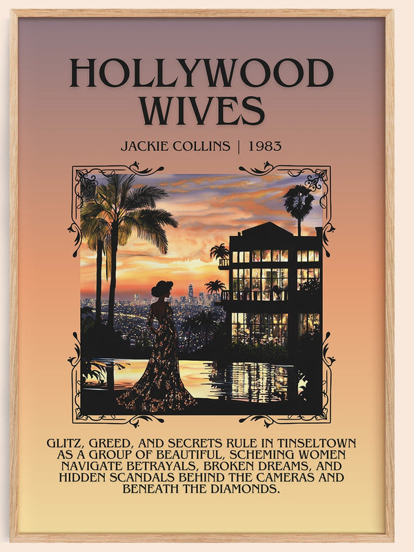 Hollywood Wives minimalist book poster by Jackie Collins – framed literary art print