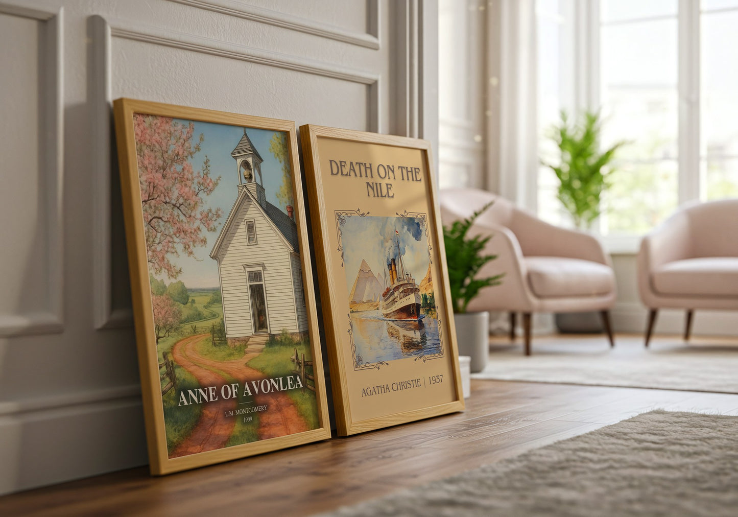 Anne Of Avonlea watercolour print framed by window – literary home decor