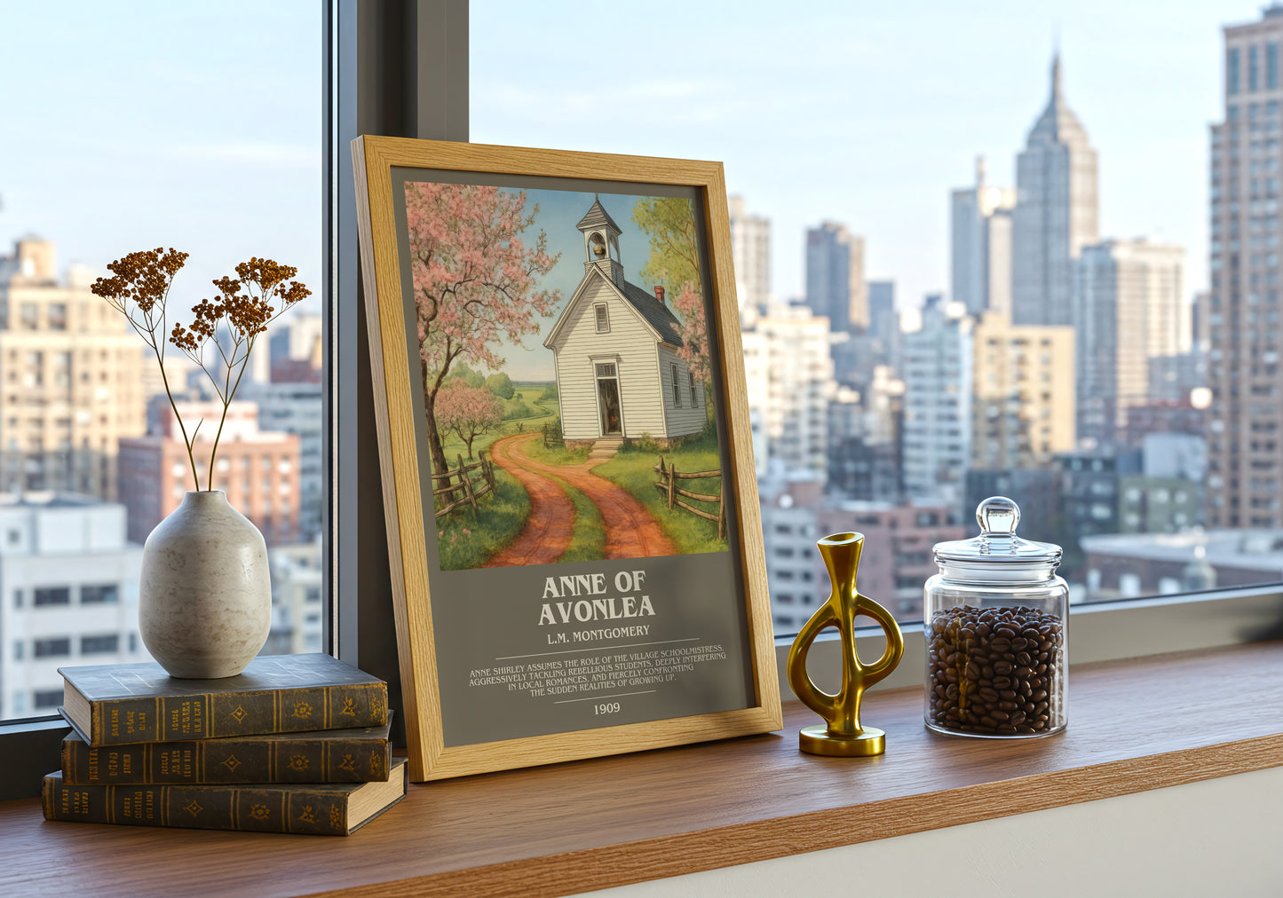 Anne Of Avonlea bookish print framed by window – literary home decor