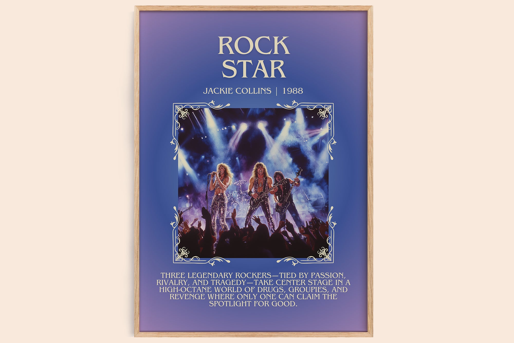 Rock Star minimalist book poster by Jackie Collins – framed literary art print