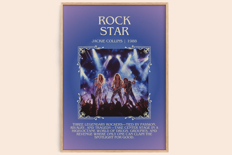 Rock Star minimalist book poster by Jackie Collins – framed literary art print