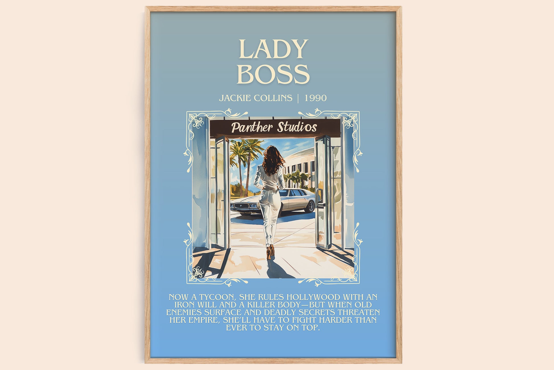 Lady Boss minimalist book poster by Jackie Collins – framed literary art print